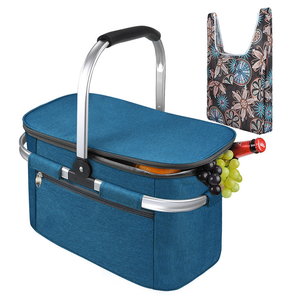 34L Picnic Cooler Basket with Foldable Grocery Bag - Home and Garden product photo