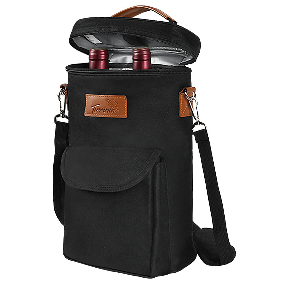 Tirrinia 2 Bottle Wine Gift Tote Carrier with Pocket - Home and Garden product photo