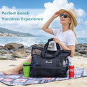 Tirrinia Mesh Beach Bag with Cooler Compartment, Extra Large Totes for Beach  Travel, Functional Fashion Beach Bag for Women