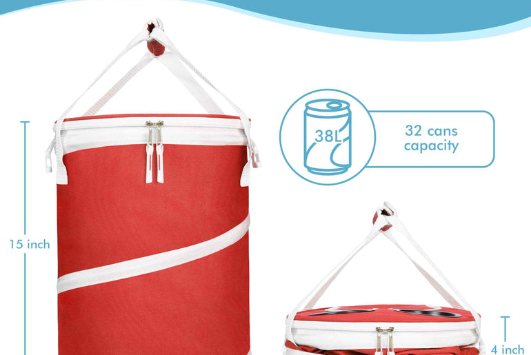 Tirrinia Collapsible Pop-Up Cylinder Cooler Bag