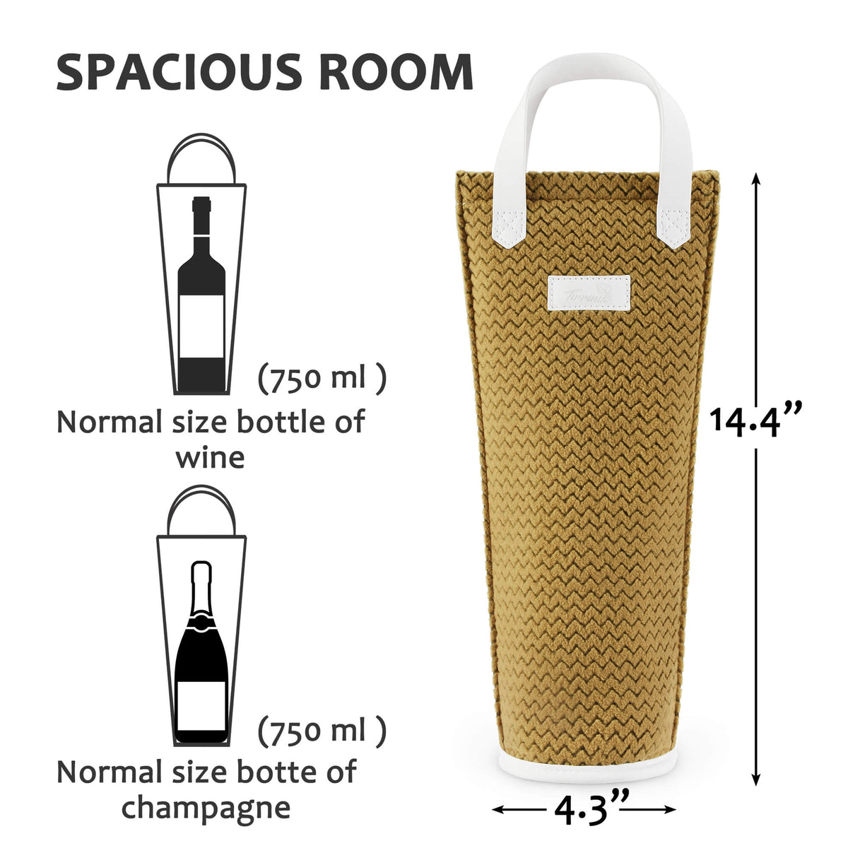 Insulated Single Wine Bottle Carrier — Auto-Seal Opening with PE Support Plate