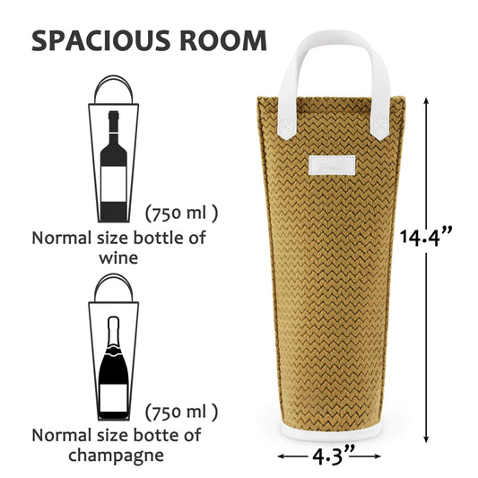 Insulated Single Wine Bottle Carrier — Auto-Seal Opening with PE Support Plate