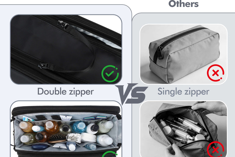 Tirrinia Travel Toiletry Bag – Waterproof Organizer with Dry & Wet Separation side view