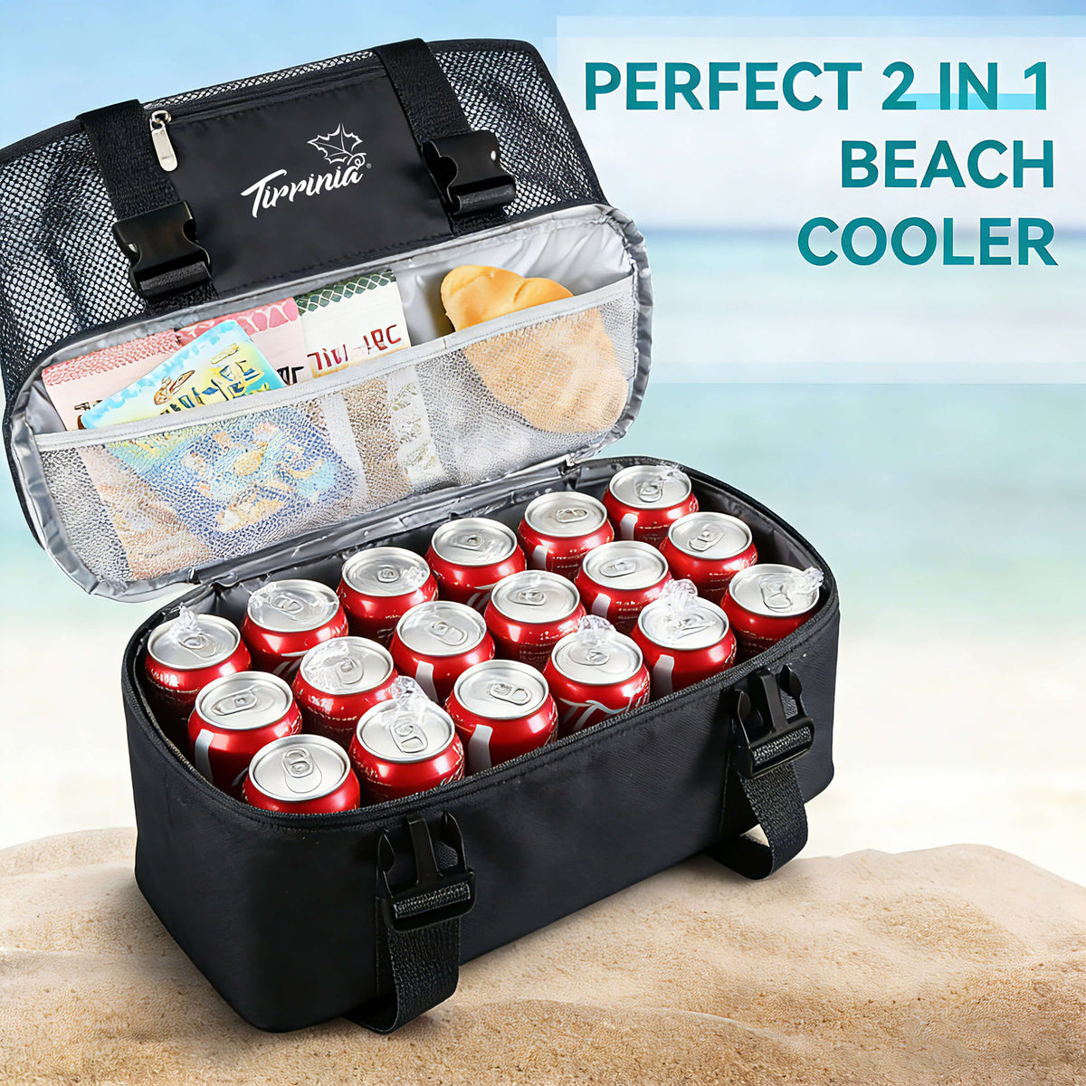 Tirrinia Mesh Beach Bag with Cooler Compartment, Extra Large Totes for Beach  Travel, Functional Fashion Beach Bag for Women