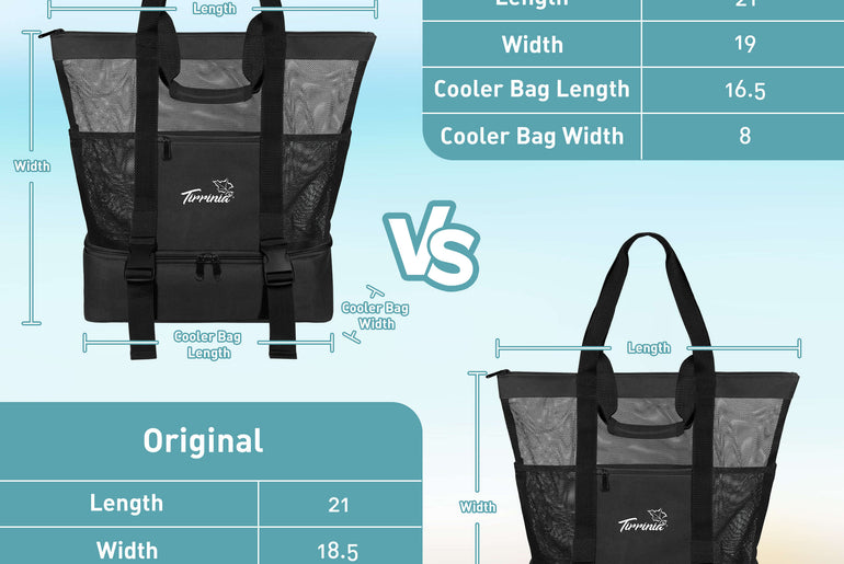 Tirrinia Mesh Beach Bag with Cooler Compartment, Extra Large Totes for Beach  Travel, Functional Fashion Beach Bag for Women