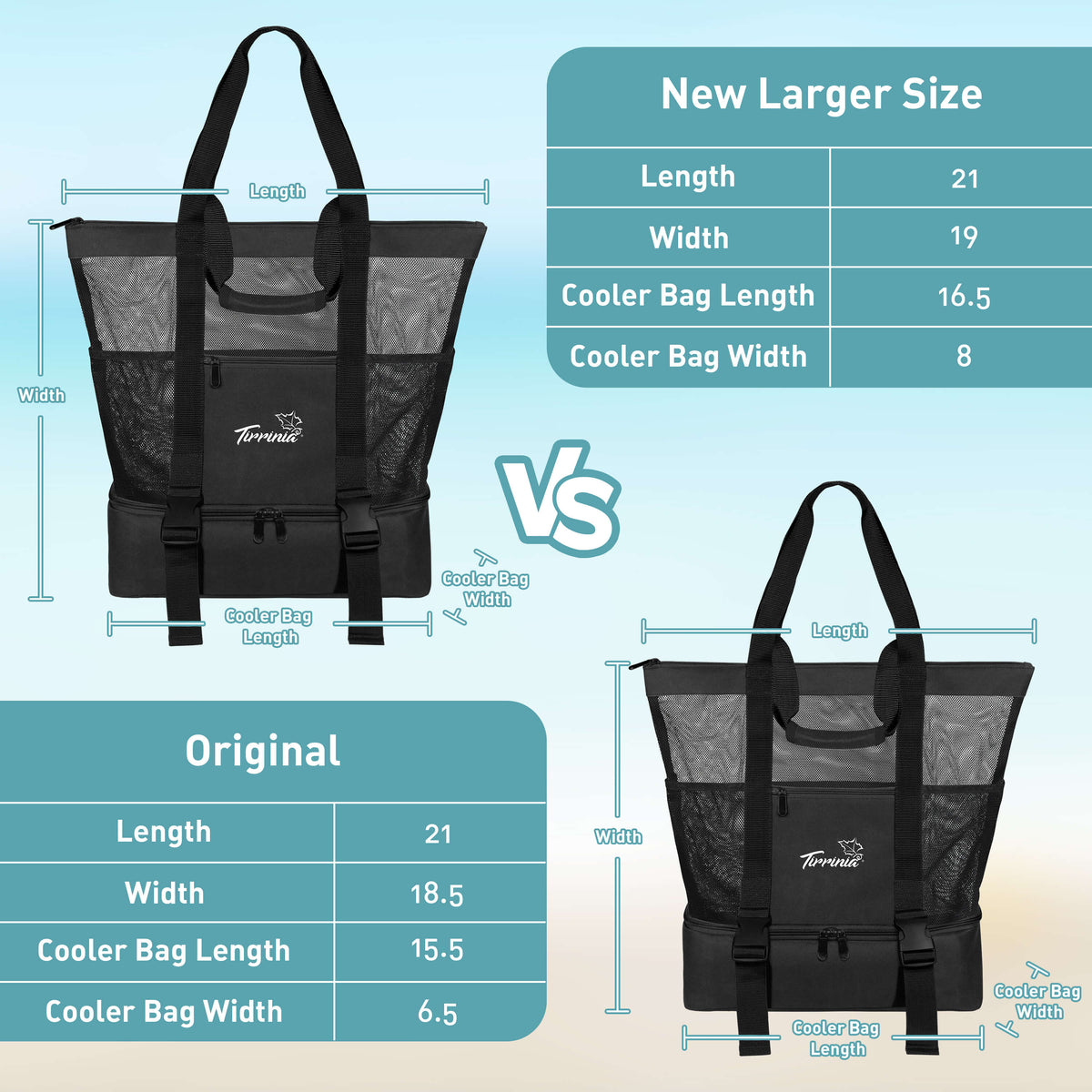 Tirrinia Mesh Beach Bag with Cooler Compartment, Extra Large Totes for Beach  Travel, Functional Fashion Beach Bag for Women