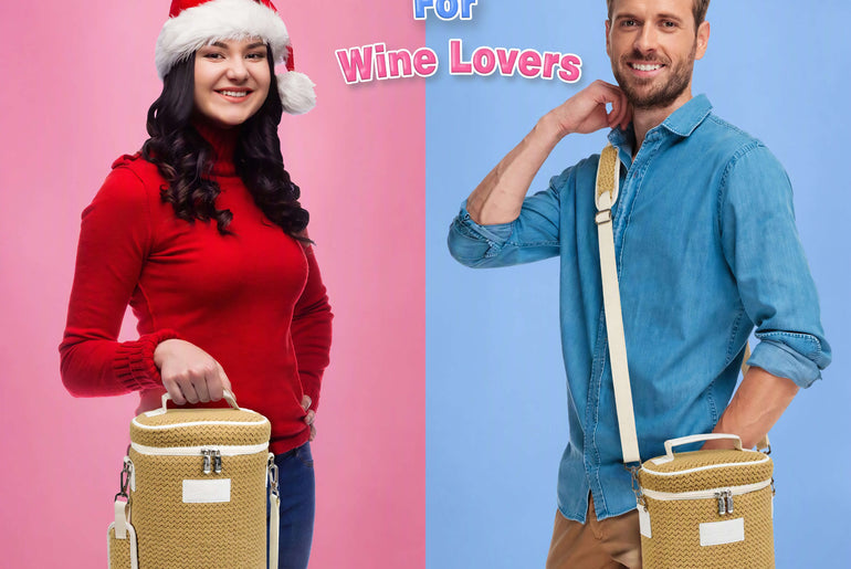 2-Bottle Insulated Wine Cooler Bag — Zipper-Top Tote with Detachable Shoulder Strap
