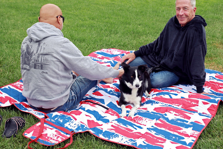 Quality Large Picnic Blanket 70" X 80" with USA Pattern Design