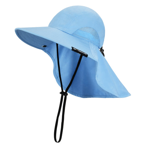 Solaris Unisex Outdoor Sun Protection Fishing Cap with Neck Flap Wide Brim Mesh Hat for Travel Camping Hiking Hunting