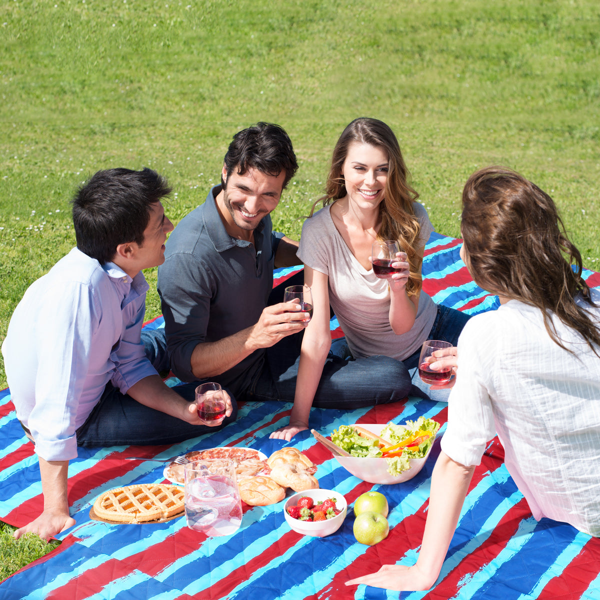 Quality Large Picnic Blanket 70" X 80" with USA Pattern Design