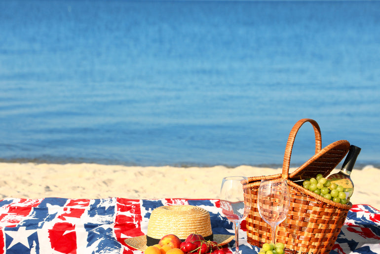 Quality Large Picnic Blanket 70" X 80" with USA Pattern Design