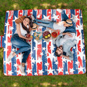 Quality Large Picnic Blanket 70" X 80" with USA Pattern Design