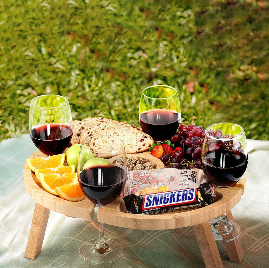 Tirrinia Foldable Round Small Wine Picnic Table