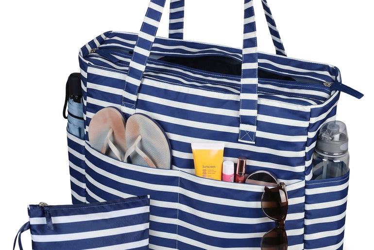 Tirrinia Extra Large Beach Tote Bag – Waterproof Travel Tote with Wet & Dry Separation side view