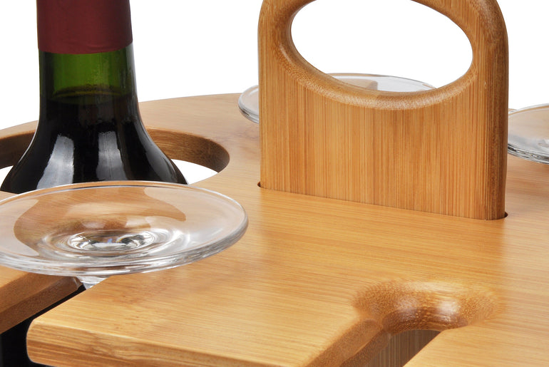 Tirrinia Bamboo Wine Bottle Holder with Corkscrew