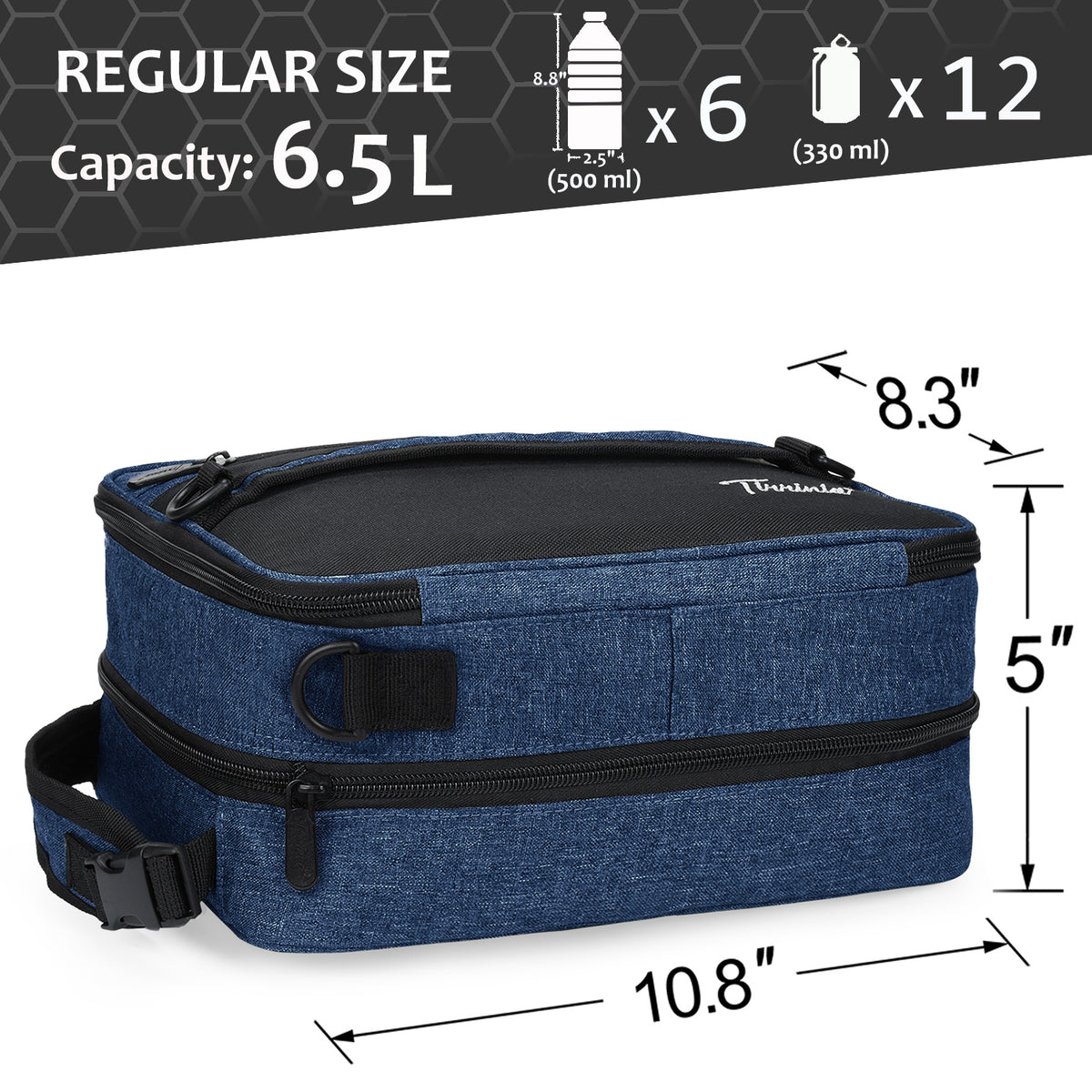 Tirrinia Expandable Insulated Lunch Cooler Bag Patchwork Color size chart