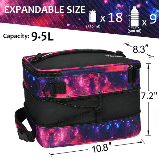 Tirrinia Expandable Insulated Lunch Cooler Bag Patchwork Color