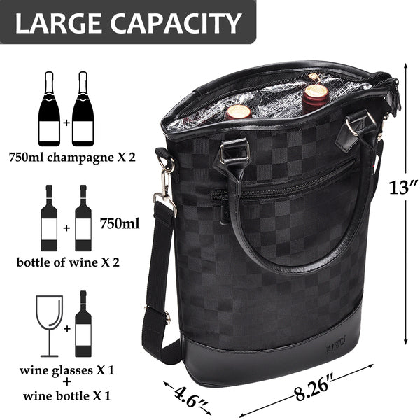 Tirrinia 2 Bottle Wine Gift Tote with Corkscrew for Outdoor