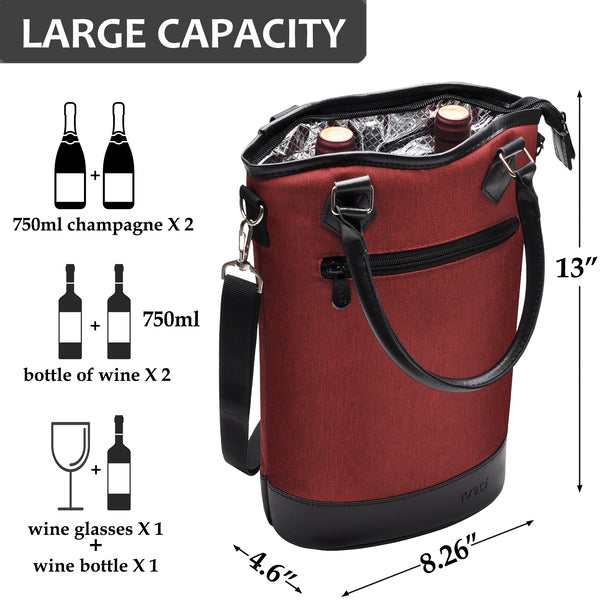 Tirrinia 2 Bottle Wine Gift Tote with Corkscrew for Outdoor