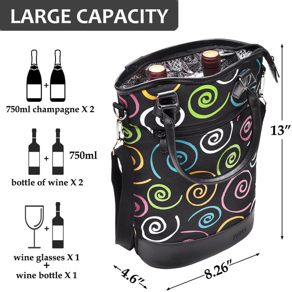 Tirrinia 2 Bottle Wine Gift Tote with Corkscrew for Outdoor