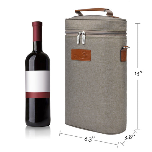 Tirrinia 2 Bottle Wine Carrier for Picnic