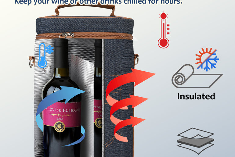 Tirrinia 2 Bottle Insulated Wine Glass Gift Bag
