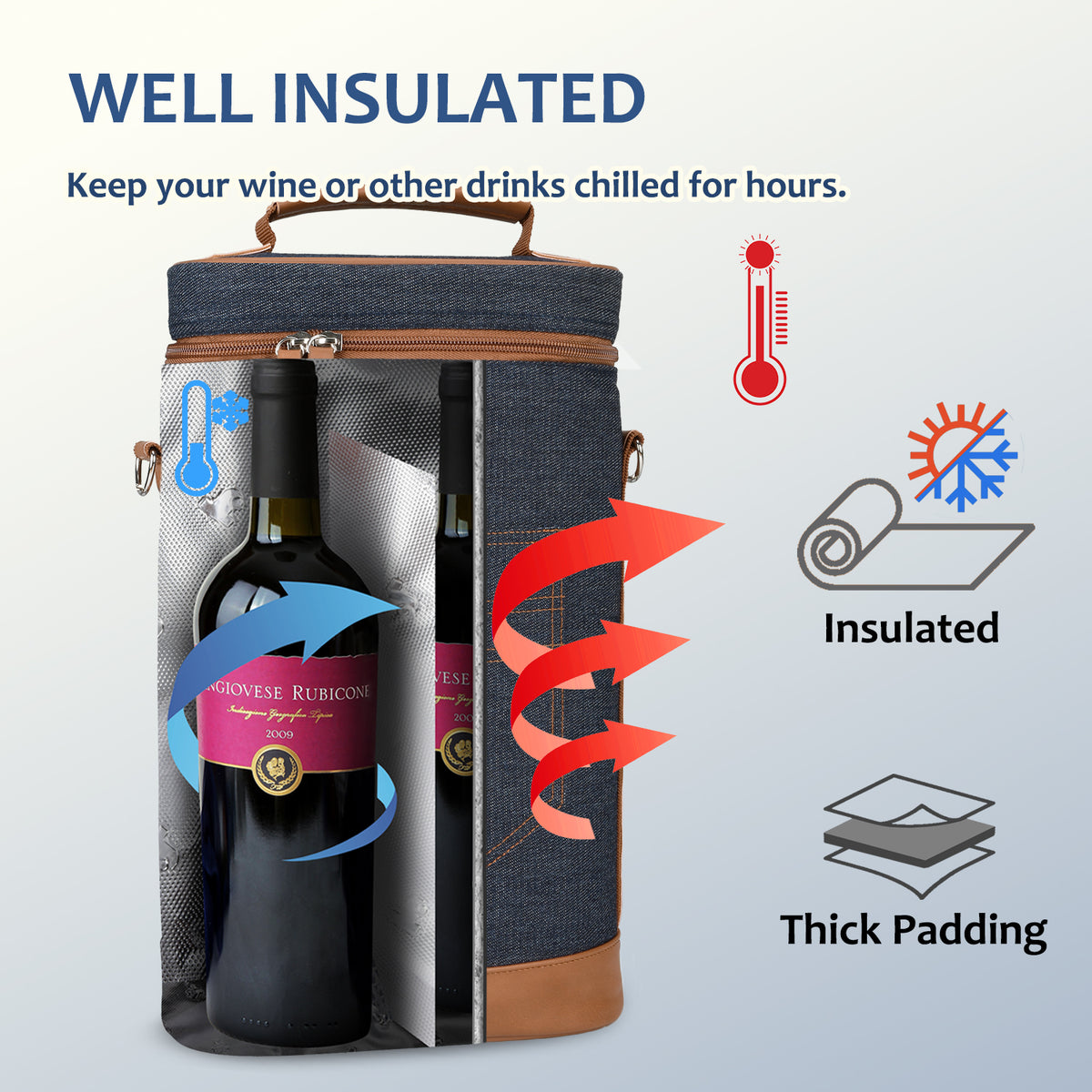 Tirrinia 2 Bottle Insulated Wine Glass Gift Bag