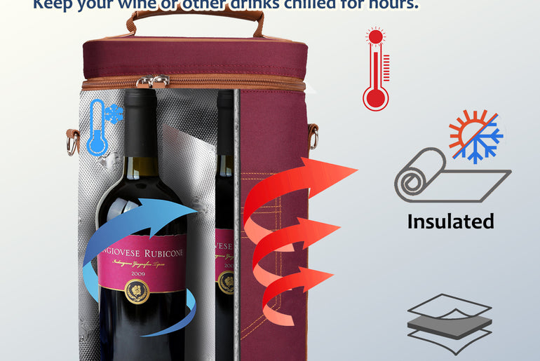 Tirrinia 2 Bottle Insulated Wine Glass Gift Bag