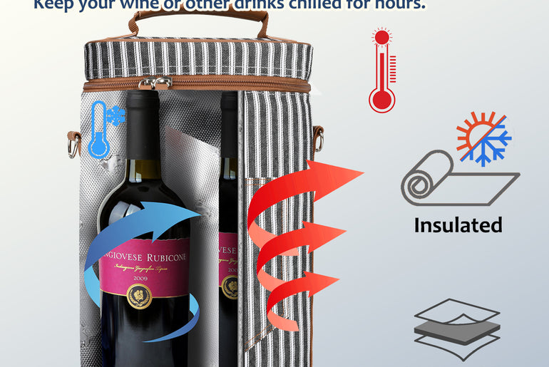 Tirrinia 2 Bottle Insulated Wine Glass Gift Bag