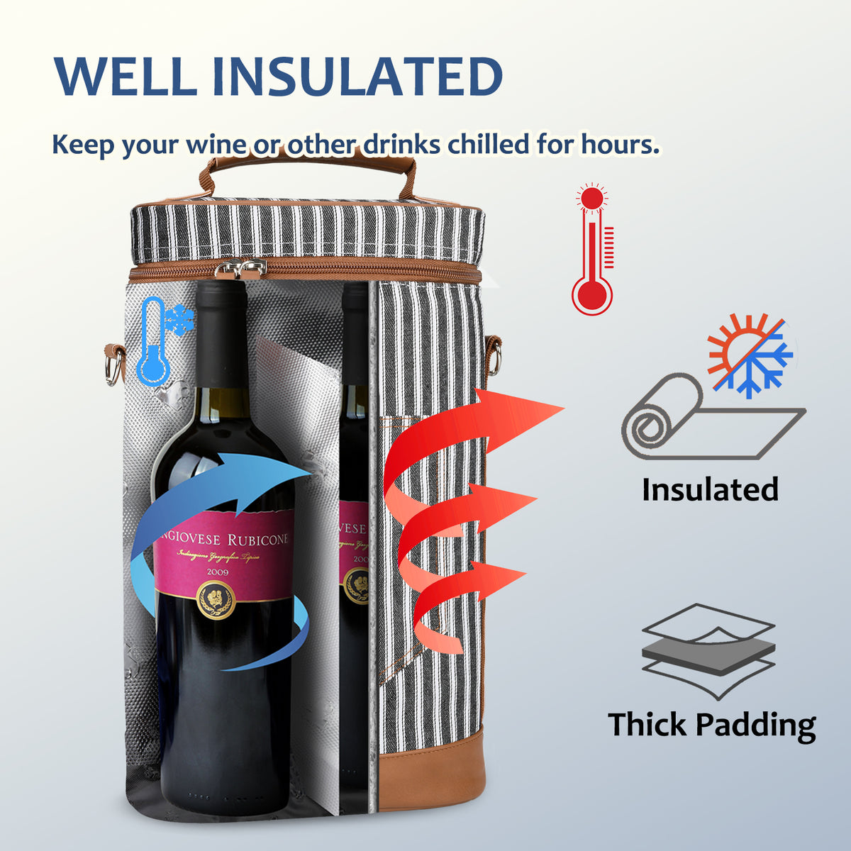 Tirrinia 2 Bottle Insulated Wine Glass Gift Bag