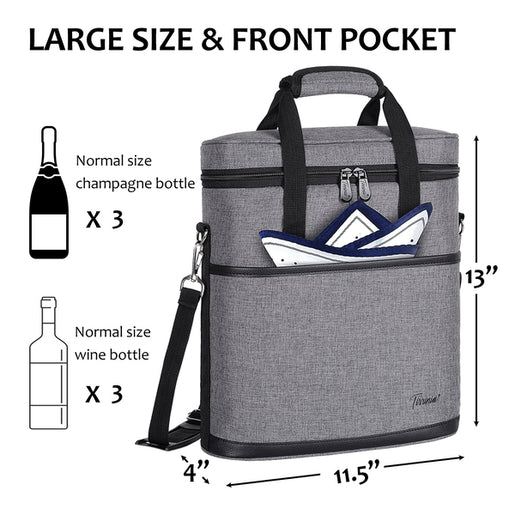 Tirrinia 3 Bottle Insulated Wine Tote Bag with Corkscrew