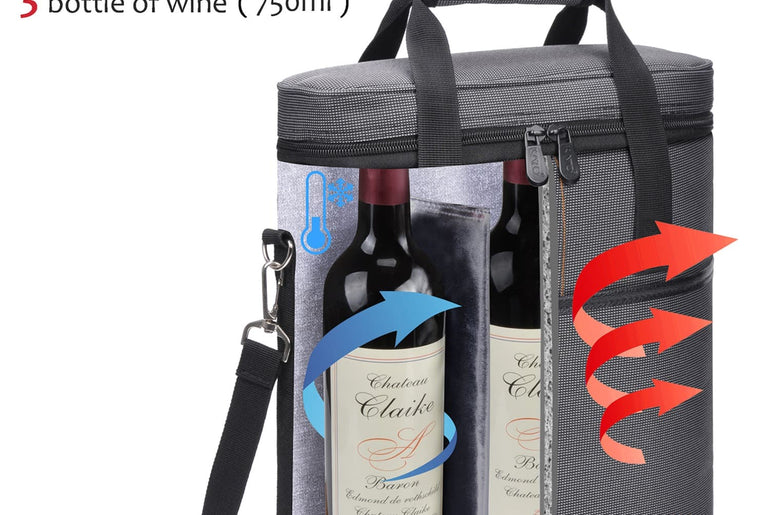 Tirrinia 3 Bottle Insulated Wine Tote Bag with Corkscrew