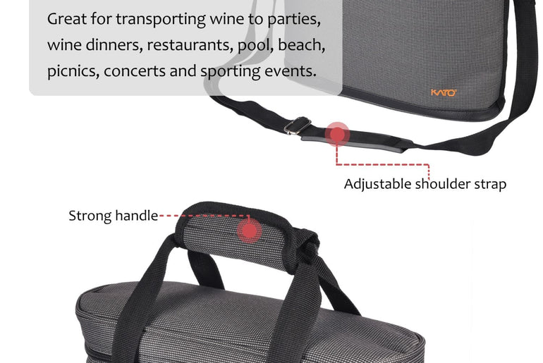 Tirrinia 3 Bottle Insulated Wine Tote Bag with Corkscrew