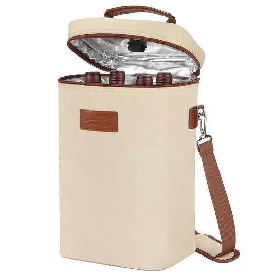 Tirrinia 4 Bottle Wine Cooler Tote Bag for Wine Travel