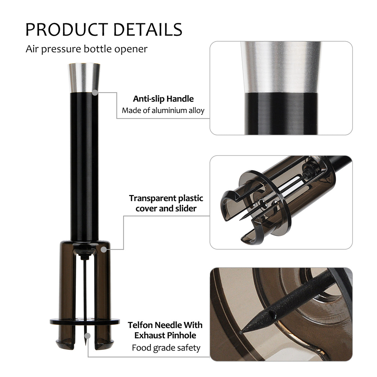 Kato by Tirrinia 6pcs Air Pressure Wine Opener for Family Party