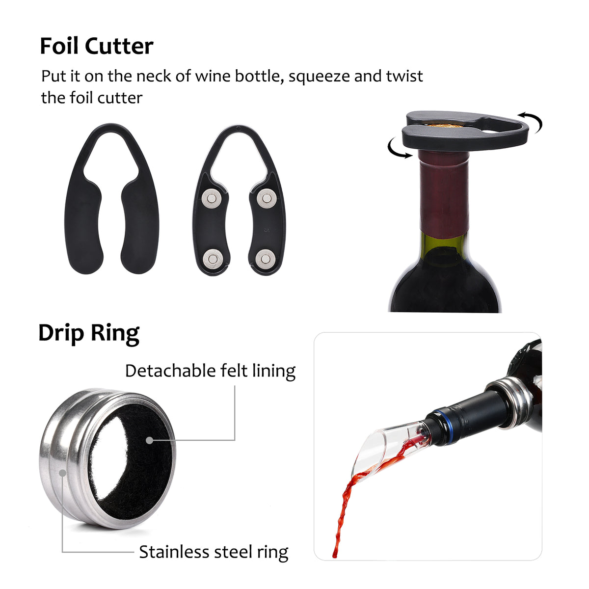 Kato by Tirrinia 6pcs Air Pressure Wine Opener for Family Party