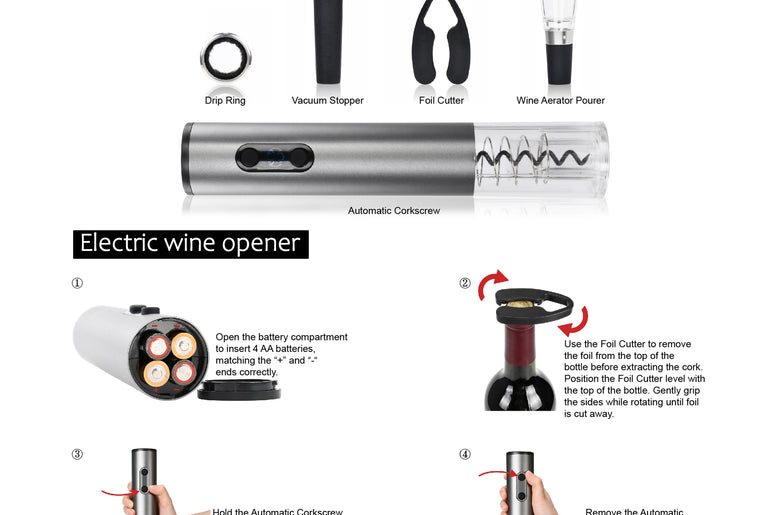 Kato by Tirrinia 6pcs Air Pressure Wine Opener for Family Party