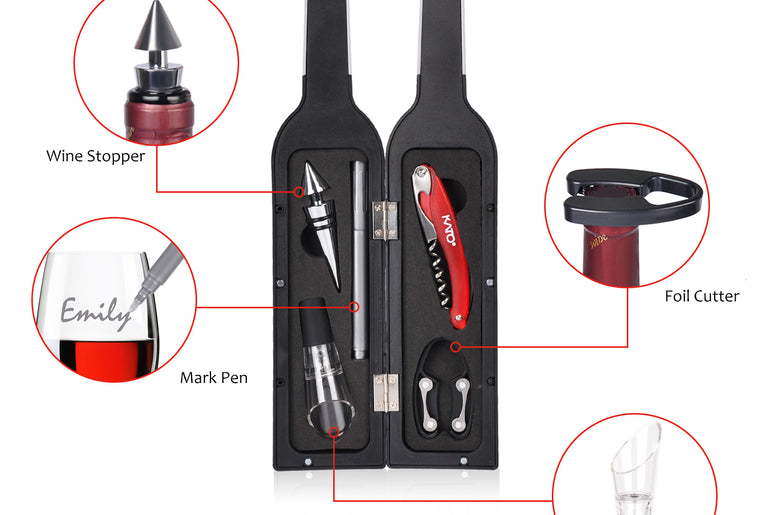 Kato by Tirrinia 5Pcs Wine Bottle Opener Set with Gift Case