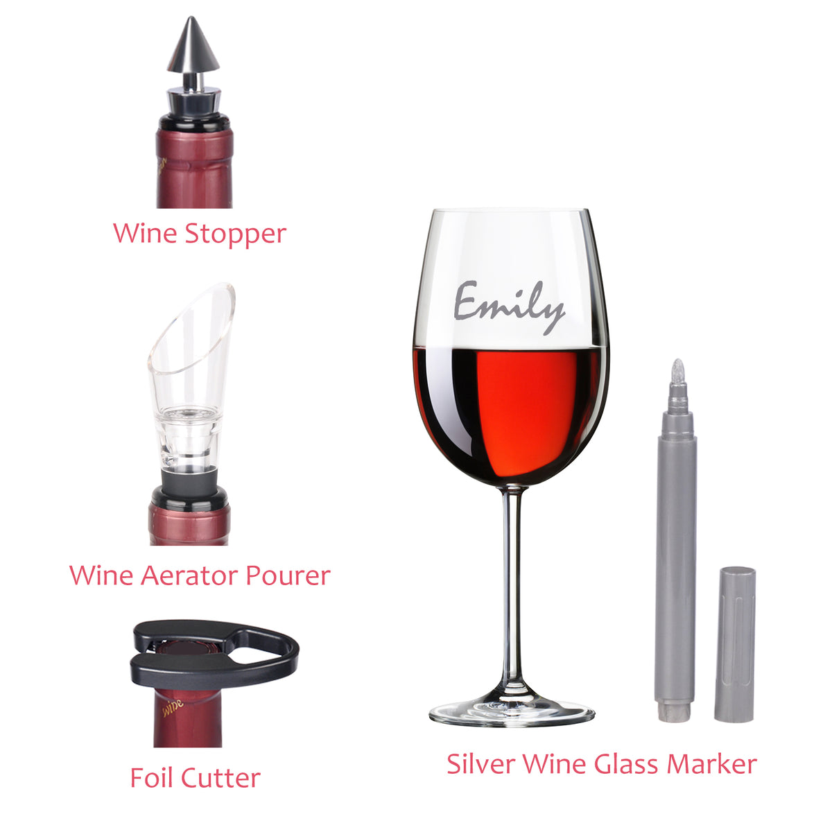 Tirrinia 5-Piece Wine Opener Gift Set – Elegant Wine Accessories Gift Box back view