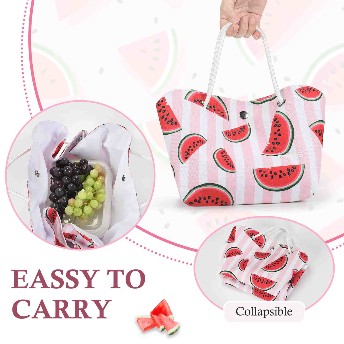 Solaris By Tirrinia Drawstring Cute Small Tote Lunch bag for Girls side view