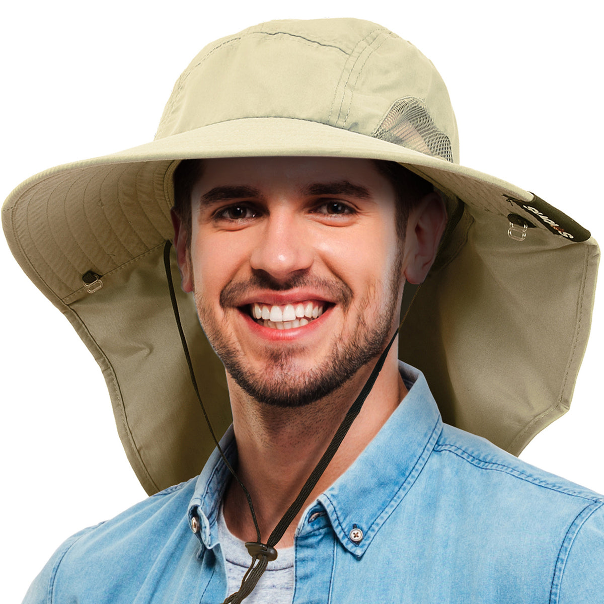 Tirrrinia Men's Wide Brim Sun Hat with Neck Flap