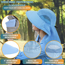 Solaris Unisex Outdoor Sun Protection Fishing Cap with Neck Flap Wide Brim Mesh Hat for Travel Camping Hiking Hunting close-u