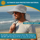 Solaris Unisex Outdoor Sun Protection Fishing Cap with Neck Flap Wide Brim Mesh Hat for Travel Camping Hiking Hunting close-u