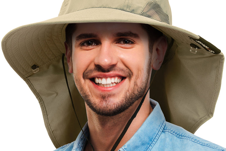 Tirrrinia Men's Wide Brim Sun Hat with Neck Flap