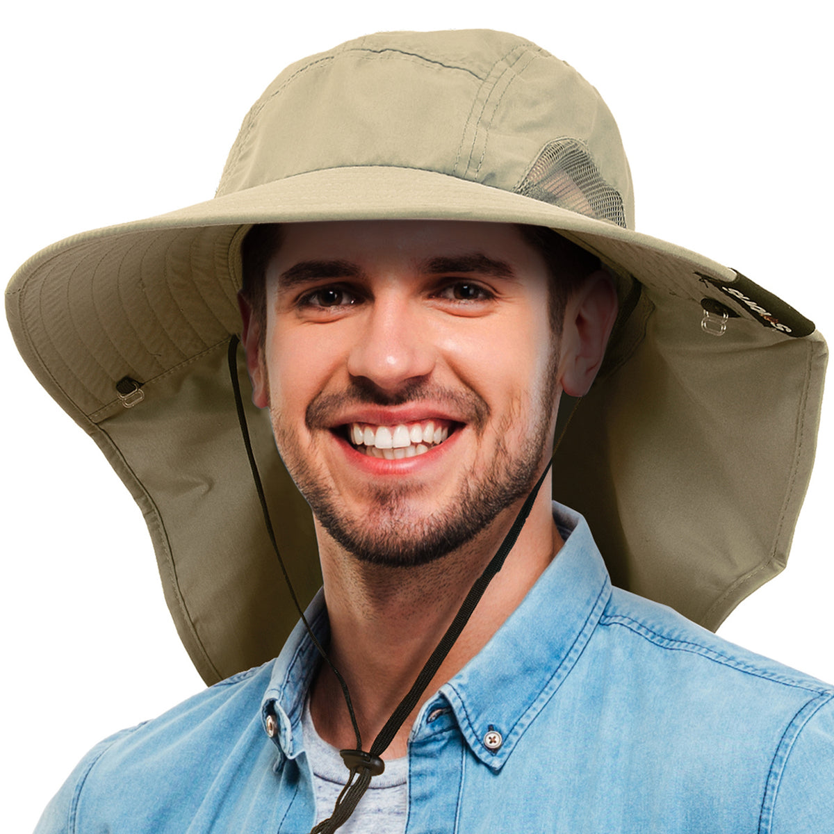 Tirrrinia Men's Wide Brim Sun Hat with Neck Flap