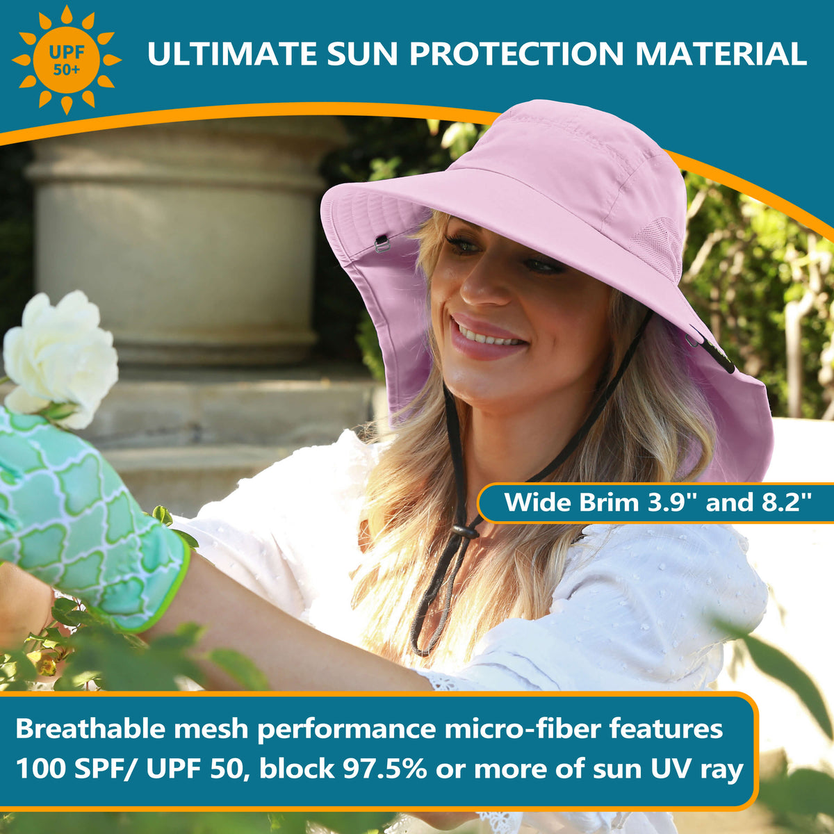 Solaris Unisex Outdoor Sun Protection Fishing Cap with Neck Flap Wide Brim Mesh Hat for Travel Camping Hiking Hunting close-u
