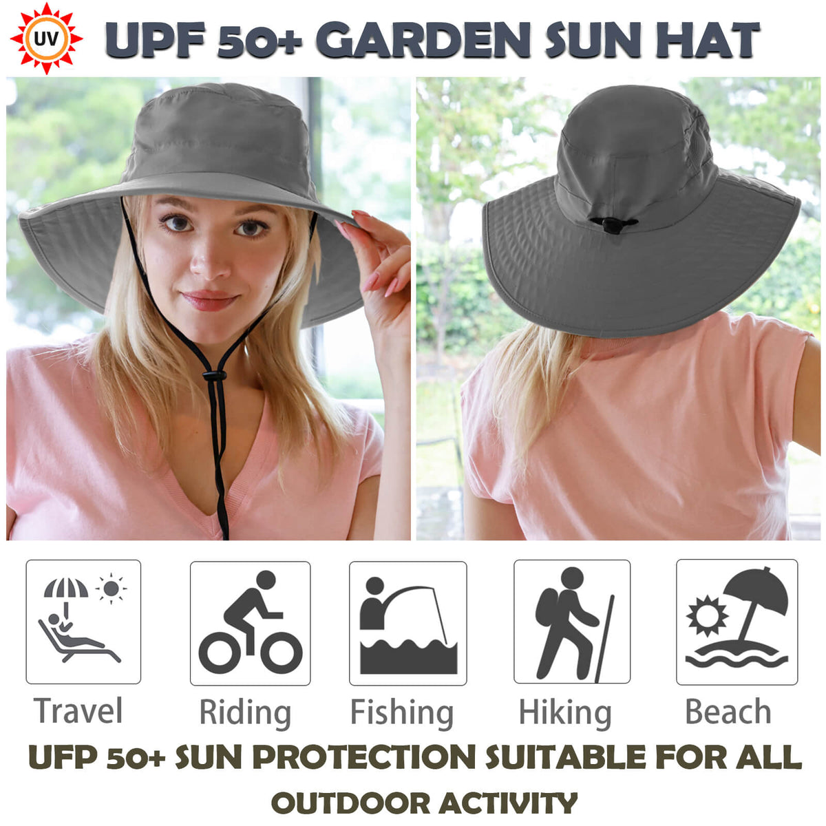 Solaris Outdoor Wide Brim Sun Hats Blocking UV Protection Cap UPF 50+ Foldable Mesh Net for Finishing, Hiking, Camping detail