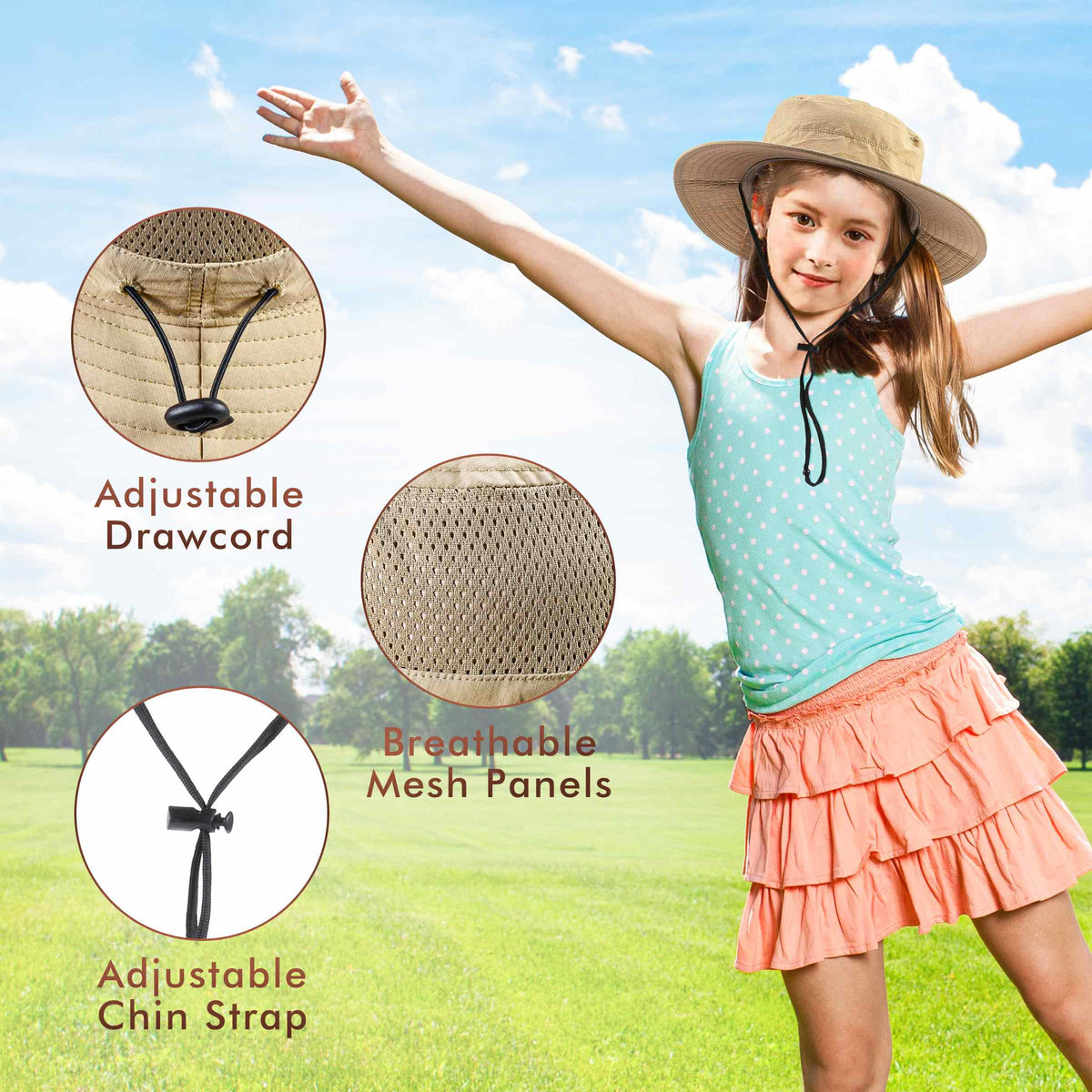 Solaris by Tirrinia Kids Sun Hat UPF 50+ – Adjustable Outdoor Hat for Toddlers & Children