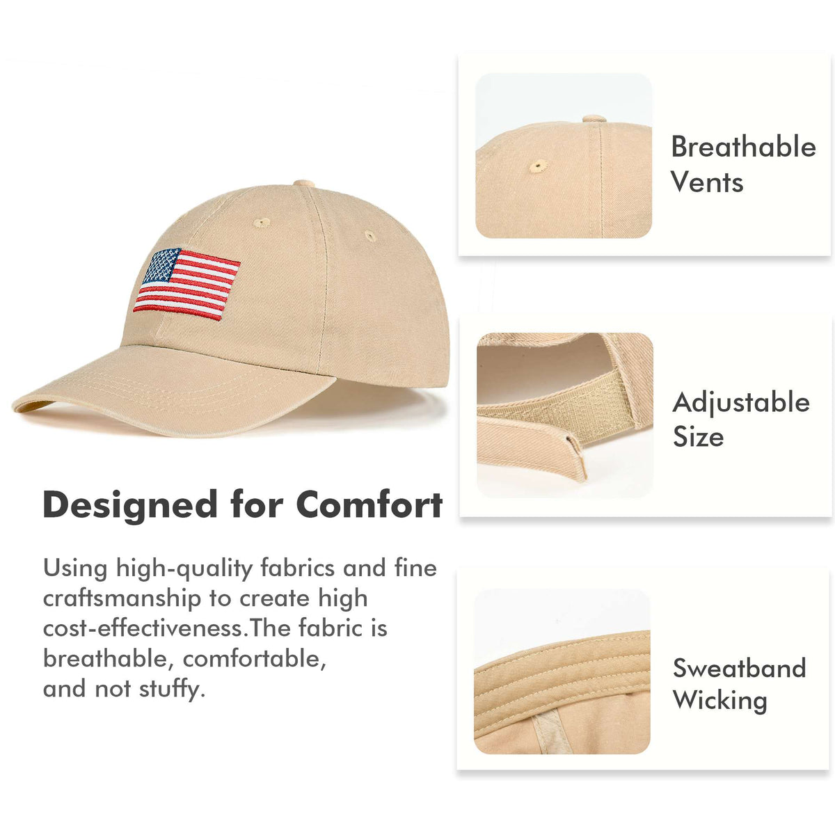 Tirrinia American Flag Baseball Cap detail view
