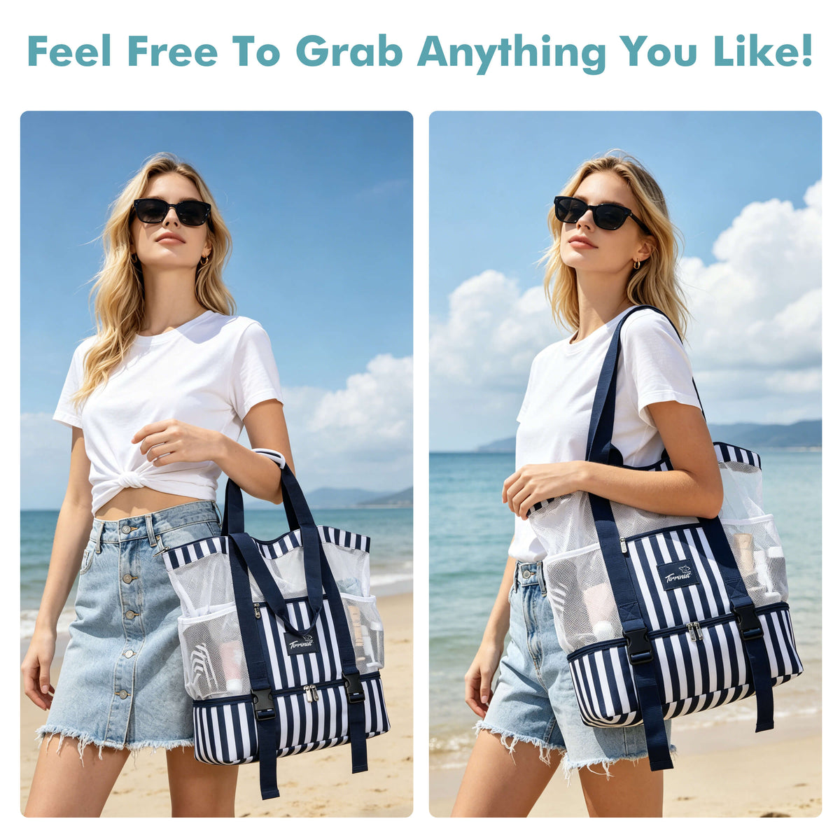 Tirrinia Mesh Beach Tote Cooler Bag